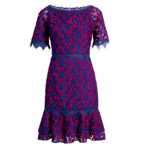 SHANI Collection Lace Dress (Navy/Berry)